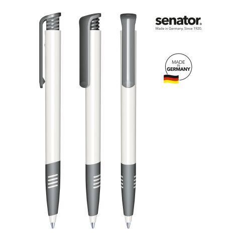 Werbeartikel senator Super Hit Polished Basic SG Druckkugelschreiber – weiss-anthrazit – mit Logo bedruckt