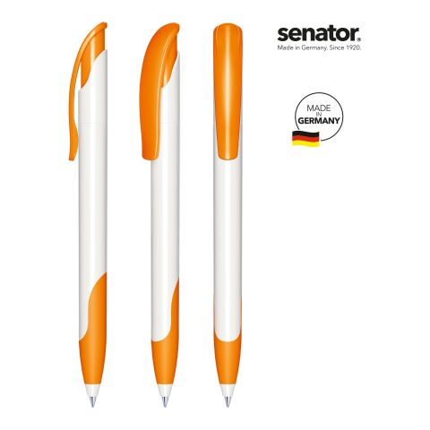 Werbeartikel senator Challenger Polished Basic SG Druckkugelschreiber – weiss-orange – mit Logo bedruckt