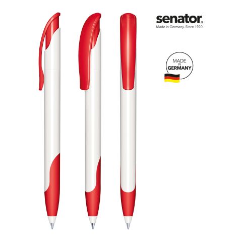 Werbeartikel senator Challenger Polished Basic SG Druckkugelschreiber – weiss-rot – mit Logo bedruckt
