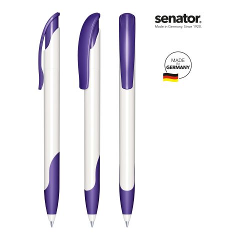 Werbeartikel senator Challenger Polished Basic SG Druckkugelschreiber – weiss-violett – mit Logo bedruckt