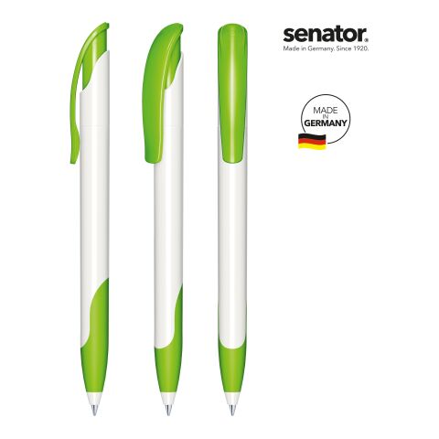 Werbeartikel senator Challenger Polished Basic SG Druckkugelschreiber – weiss-hellgrün – mit Logo bedruckt