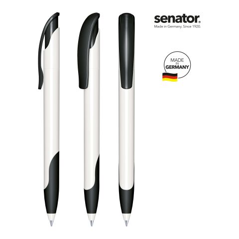 Werbeartikel senator Challenger Polished Basic SG Druckkugelschreiber – weiss-schwarz – mit Logo bedruckt