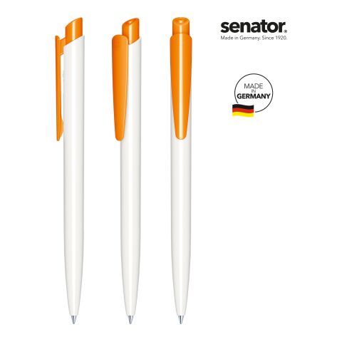 Werbeartikel senator Dart Polished Basic Druckkugelschreiber – weiss-orange – mit Logo bedruckt