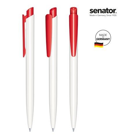 Werbeartikel senator Dart Polished Basic Druckkugelschreiber – weiss-rot – mit Logo bedruckt