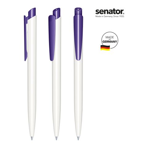 Werbeartikel senator Dart Polished Basic Druckkugelschreiber – weiss-violett – mit Logo bedruckt