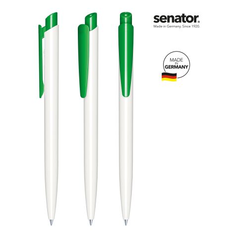 Werbeartikel senator Dart Polished Basic Druckkugelschreiber – weiss-grün – mit Logo bedruckt