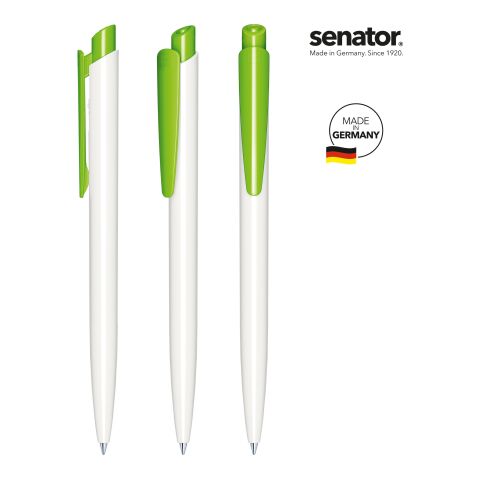 Werbeartikel senator Dart Polished Basic Druckkugelschreiber – weiss-hellgrün – mit Logo bedruckt