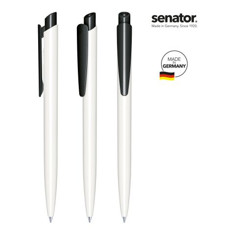 Werbeartikel senator Dart Polished Basic Druckkugelschreiber – weiss-schwarz – mit Logo bedruckt