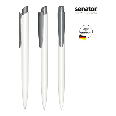 Werbeartikel senator Dart Polished Basic Druckkugelschreiber – weiss-grau – mit Logo bedruckt