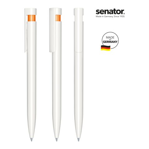 Werbeartikel senator Liberty Polished Basic Druckkugelschreiber – weiss-orange – mit Logo bedruckt