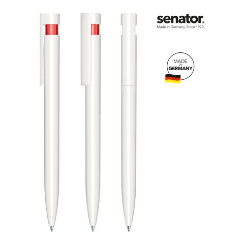 Werbeartikel senator Liberty Polished Basic Druckkugelschreiber – weiss-rot – mit Logo bedruckt