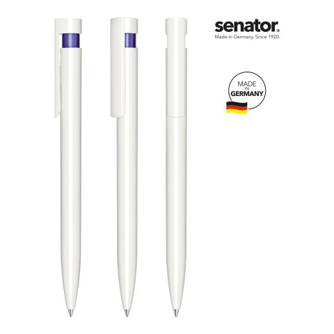Werbeartikel senator Liberty Polished Basic Druckkugelschreiber – weiss-violett – mit Logo bedruckt