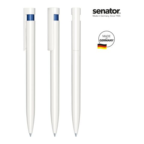 Werbeartikel senator Liberty Polished Basic Druckkugelschreiber – weiss-marineblau – mit Logo bedruckt