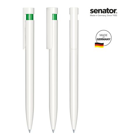 Werbeartikel senator Liberty Polished Basic Druckkugelschreiber – weiss-grün – mit Logo bedruckt