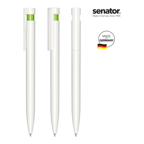 Werbeartikel senator Liberty Polished Basic Druckkugelschreiber – weiss-hellgrün – mit Logo bedruckt