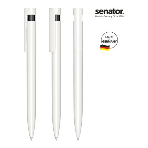 Werbeartikel senator Liberty Polished Basic Druckkugelschreiber – weiss-schwarz – mit Logo bedruckt