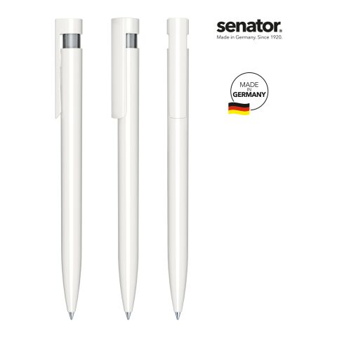 Werbeartikel senator Liberty Polished Basic Druckkugelschreiber – weiss-grau – mit Logo bedruckt