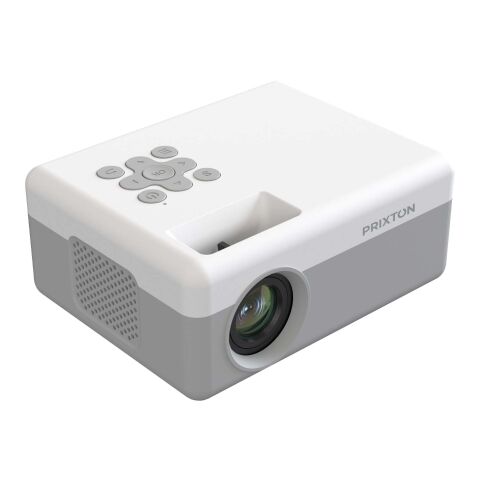 Werbeartikel Prixton Cinema Miniprojektor – grau-weiss – mit Logo bedruckt