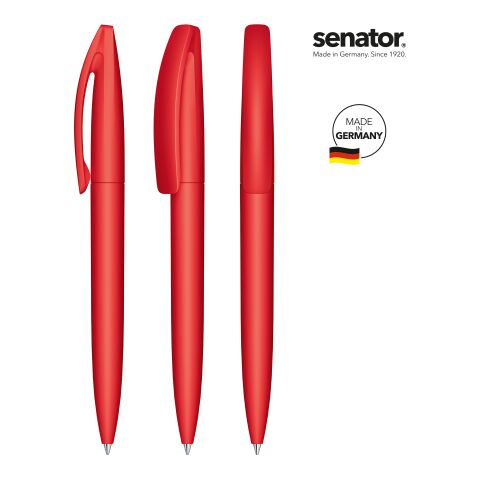 Werbeartikel senator Bridge Soft Touch Drehkugelschreiber – rot – mit Logo bedruckt