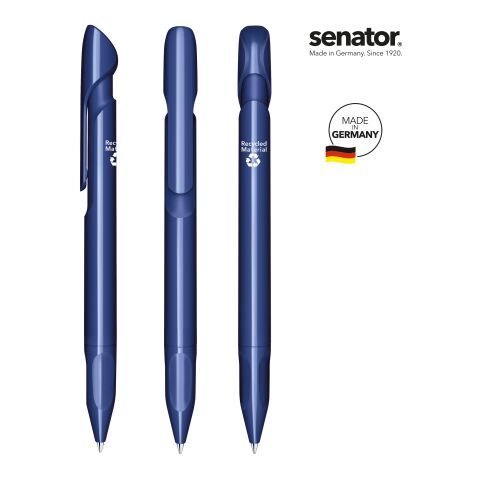 Werbeartikel senator Evoxx Polished Recycled Druckkugelschreiber – Marineblau – mit Logo bedruckt