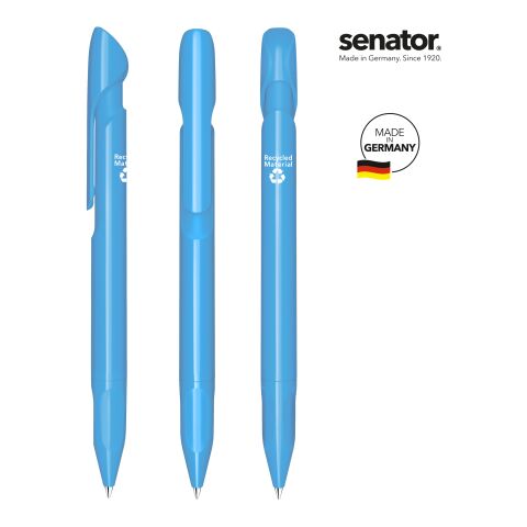 Werbeartikel senator Evoxx Polished Recycled Druckkugelschreiber – hellblau – mit Logo bedruckt