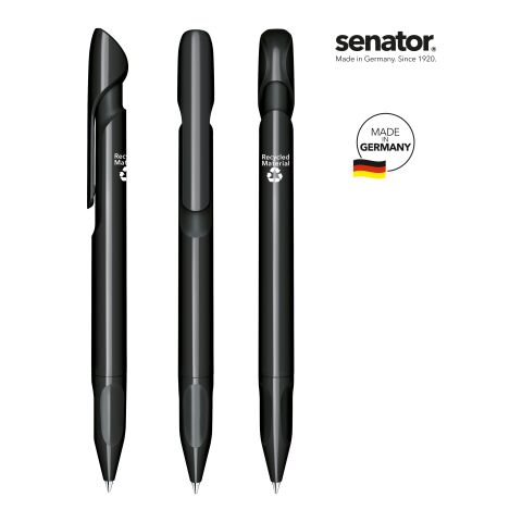 Werbeartikel senator Evoxx Polished Recycled Druckkugelschreiber – Schwarz – mit Logo bedruckt