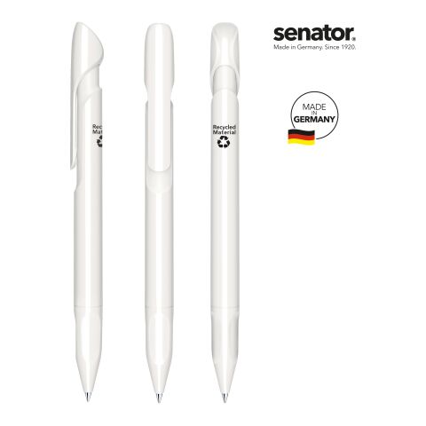 Werbeartikel senator Evoxx Polished Recycled Druckkugelschreiber – weiss – mit Logo bedruckt