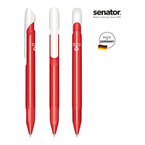 Nachhaltiger Werbeartikel senator Evoxx Duo Polished Recycled Druckkugelschreiber – rot – mit Logo bedruckt