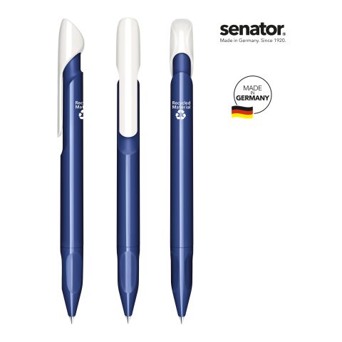 Nachhaltiger Werbeartikel senator Evoxx Duo Polished Recycled Druckkugelschreiber – Marineblau – mit Logo bedruckt