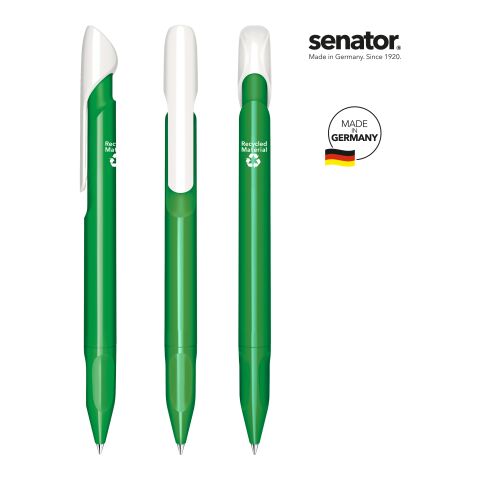 Nachhaltiger Werbeartikel senator Evoxx Duo Polished Recycled Druckkugelschreiber – grün – mit Logo bedruckt