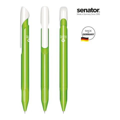 Nachhaltiger Werbeartikel senator Evoxx Duo Polished Recycled Druckkugelschreiber – hellgrün – mit Logo bedruckt