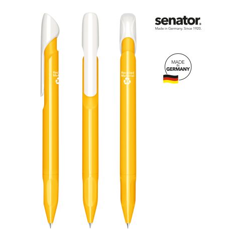 Nachhaltiger Werbeartikel senator Evoxx Duo Polished Recycled Druckkugelschreiber – gelb – mit Logo bedruckt