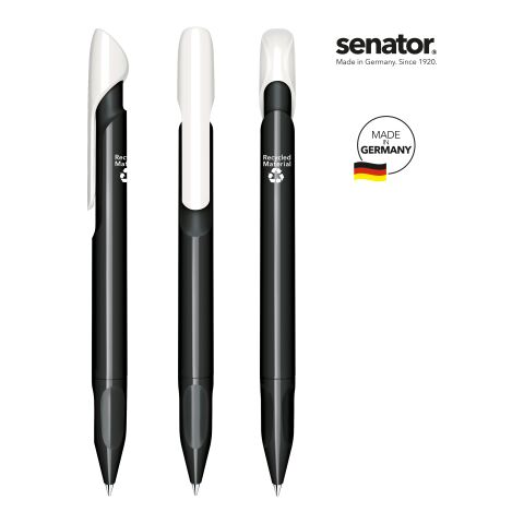 Nachhaltiger Werbeartikel senator Evoxx Duo Polished Recycled Druckkugelschreiber – grau – mit Logo bedruckt