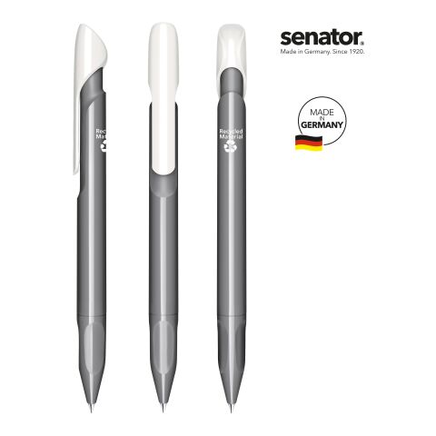 Nachhaltiger Werbeartikel senator Evoxx Duo Polished Recycled Druckkugelschreiber – Schwarz – mit Logo bedruckt