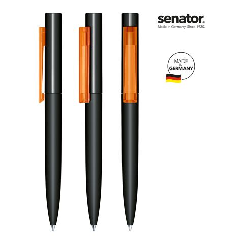 Werbeartikel senator Headliner Soft Touch Drehkugelschreiber – schwarz-orange – mit Logo bedruckt