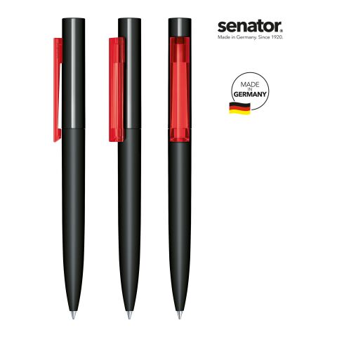 Werbeartikel senator Headliner Soft Touch Drehkugelschreiber – schwarz-rot – mit Logo bedruckt