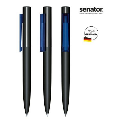 Werbeartikel senator Headliner Soft Touch Drehkugelschreiber – schwarz-marineblau – mit Logo bedruckt
