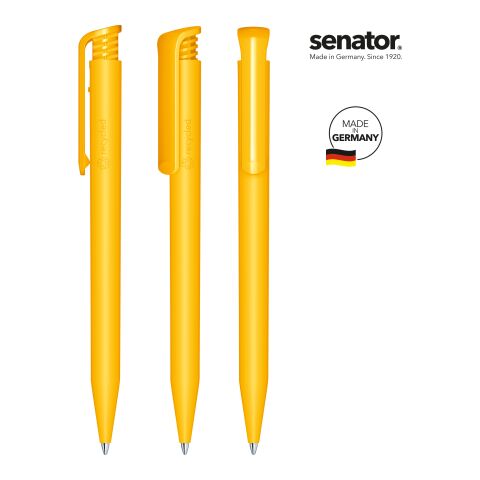 Nachhaltiger Werbeartikel senator Super Hit Matt Recycled Druckkugelschreiber – gelb – mit Logo bedruckt