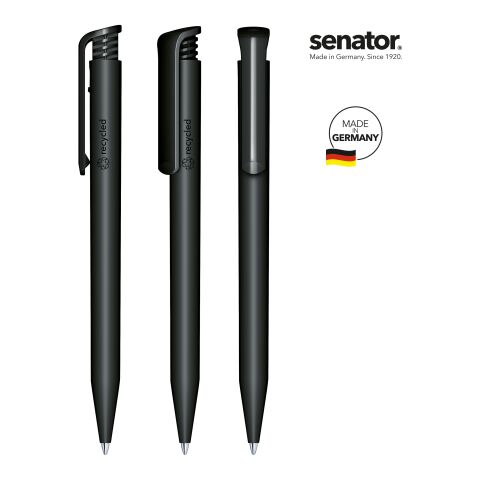 Nachhaltiger Werbeartikel senator Super Hit Matt Recycled Druckkugelschreiber – schwarz – mit Logo bedruckt