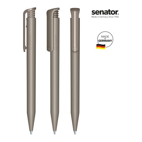 Nachhaltiger Werbeartikel senator Super Hit Matt Recycled Druckkugelschreiber – grau – mit Logo bedruckt