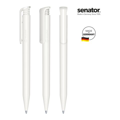Nachhaltiger Werbeartikel senator Super Hit Matt Recycled Druckkugelschreiber – weiss – mit Logo bedruckt