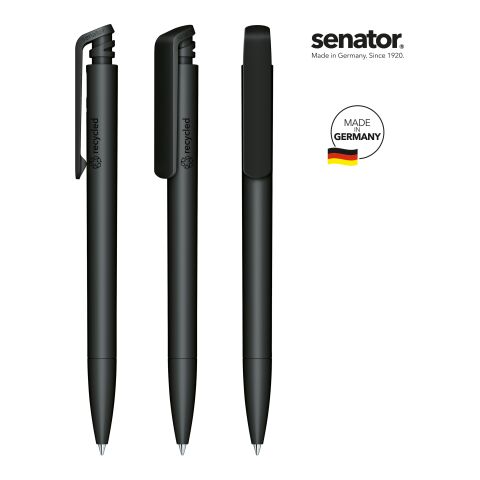 Werbeartikel senator Trento Matt Recycled Druckkugelschreiber – Schwarz – mit Logo bedruckt
