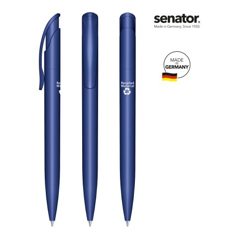 Werbeartikel senator Challenger Matt Recycled Druckkugelschreiber – Marineblau – mit Logo bedruckt