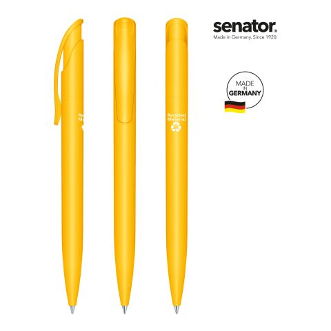 Werbeartikel senator Challenger Matt Recycled Druckkugelschreiber – gelb – mit Logo bedruckt