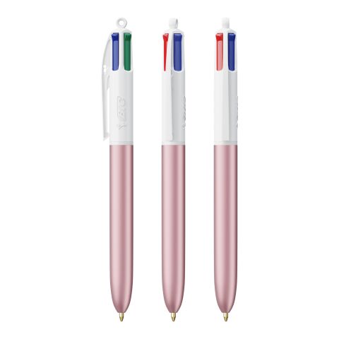 Werbeartikel BIC® 4 Colours Glacé Kugelschreiber – Weiss-Pink – mit Logo bedruckt