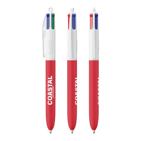 Werbeartikel BIC® 4 Colours Soft – Weiss-rot – mit Logo bedruckt