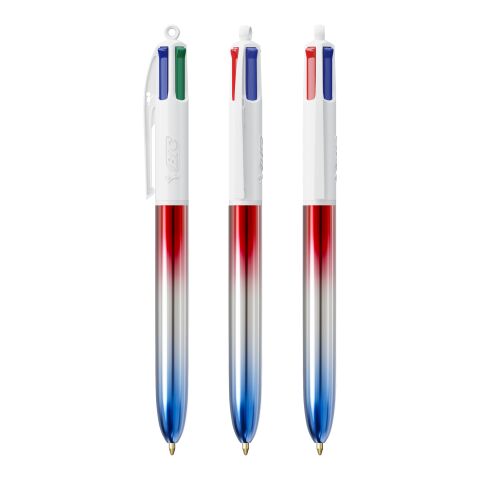 Werbeartikel BIC® 4 Colours® Flags Collection mit Lanyard – Rot Silber Blau(3)-Rot Silber Grün(2)-Rot – mit Logo bedruckt