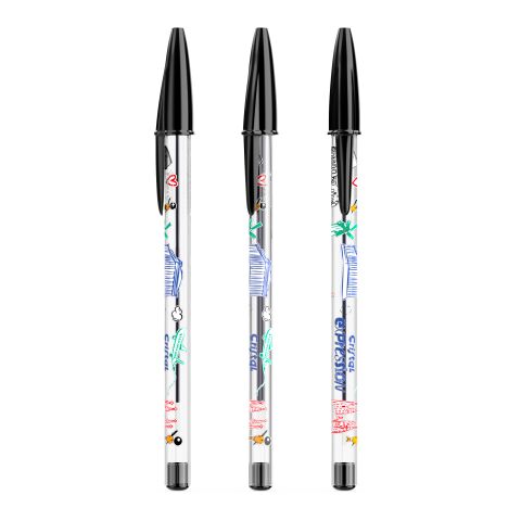 Werbeartikel BIC® Cristal® Expression – schwarz – mit Logo bedruckt
