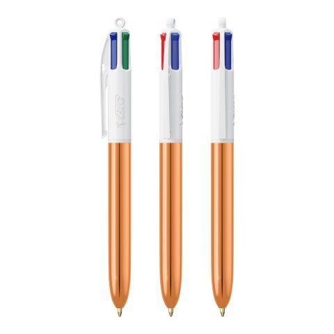 Werbeartikel BIC® 4 Colours Shine Kugelschreiber – Weiss-roségold – mit Logo bedruckt