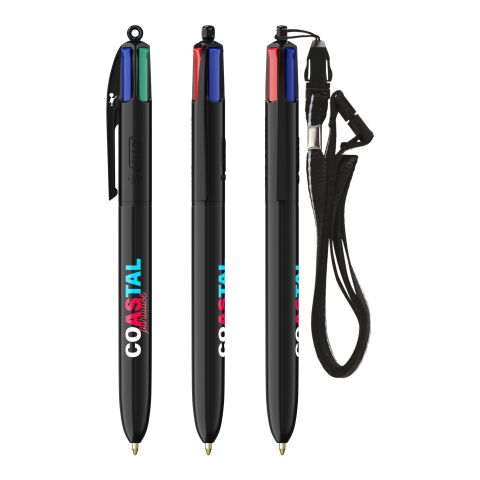 BIC® 4 Colours® ECO + lanyard schwarz